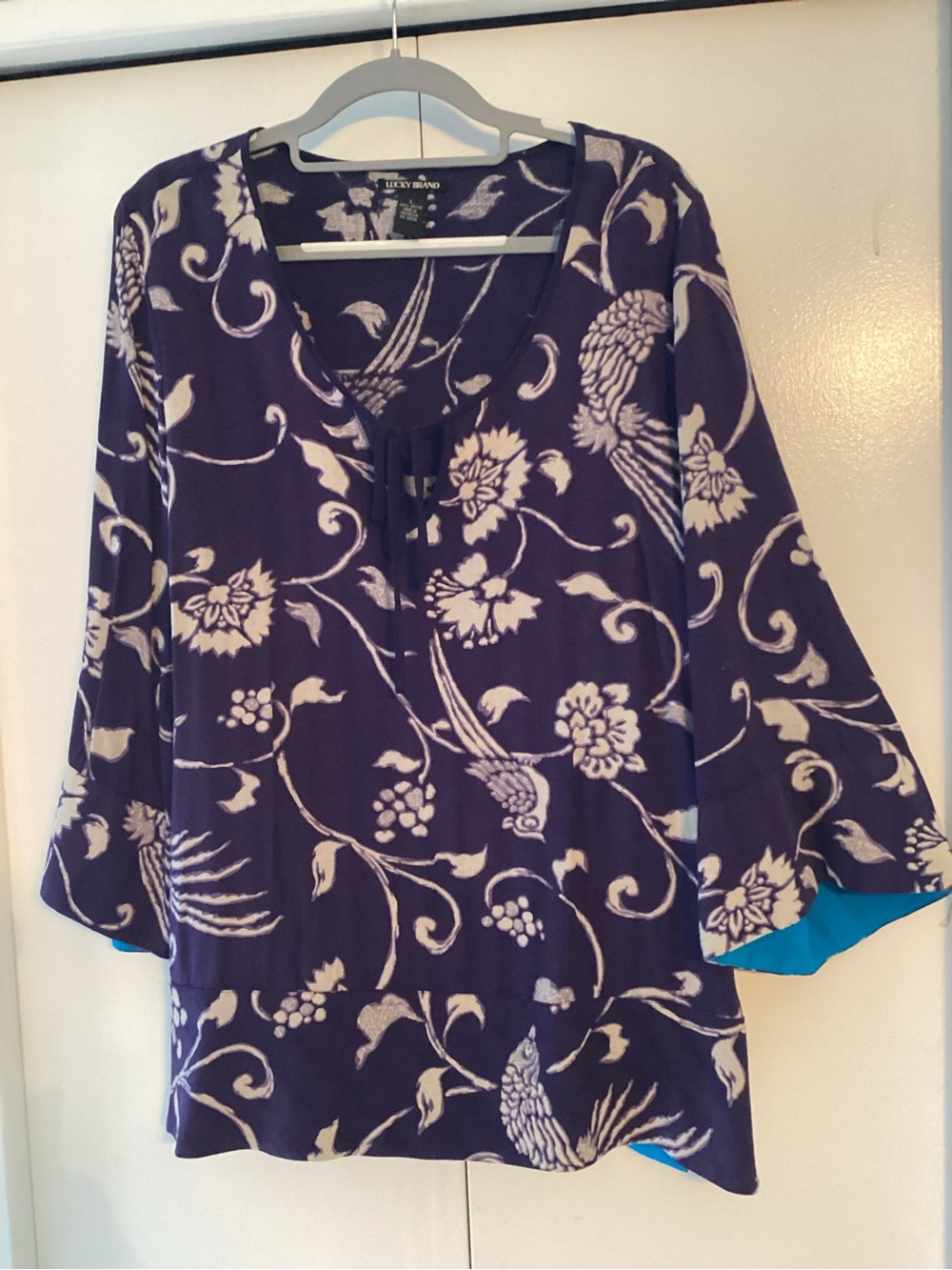 Lucky Brand Purple Floral Tie-Front Tunic